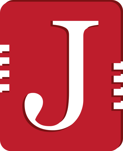 紅色字母J書本矢量logo圖標